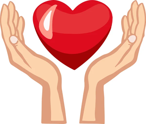 Ikon Symbol Vård Och Kärlek Händer Hjärta — Stock vektor