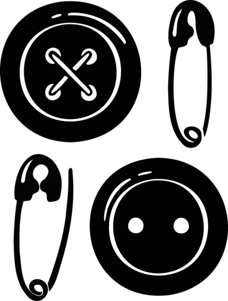 Knitting Sewing Symbols Set Needlework Icon Vector — Stock Vector