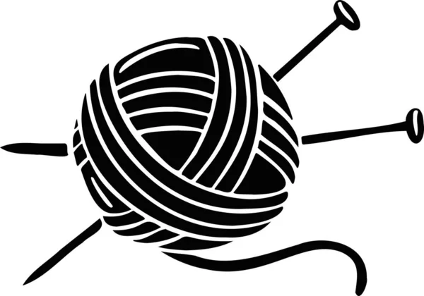 Tricotar Símbolos Costura Fio Fio Skein Vetor Ícone Bordado Feito — Vetor de Stock