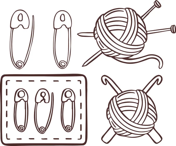 Knitting Sewing Symbols Set Needlework Icon Vector Made Hands — Stock Vector