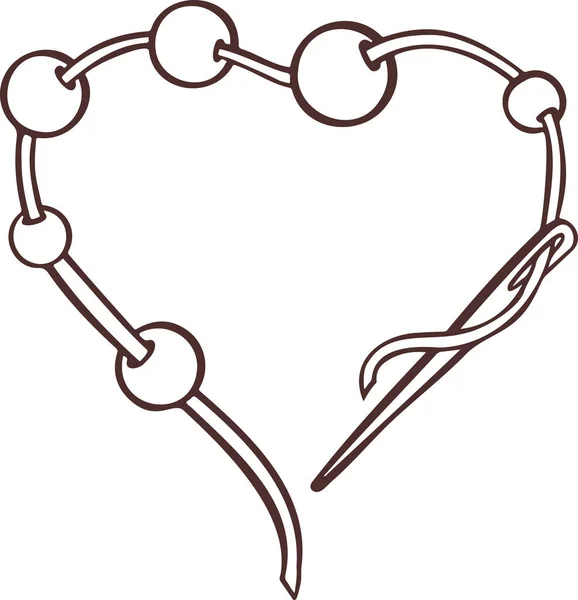 Naald voor naaien, borduursymbool met de hand getekend pictogram — Stockvector