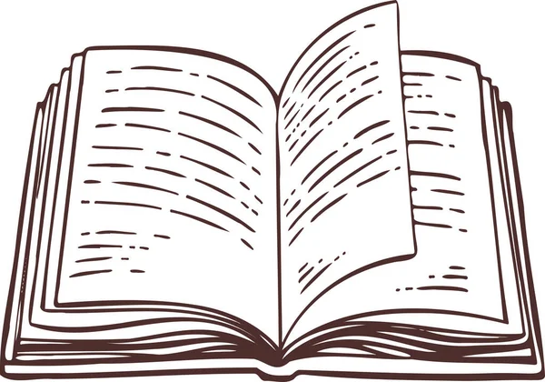 Nyitott könyv olvasására ikon szimbólum kézzel rajzolt — Stock Vector