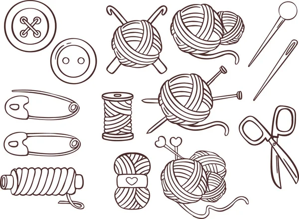 stock vector Knitting sewing symbols set needlework icon vector