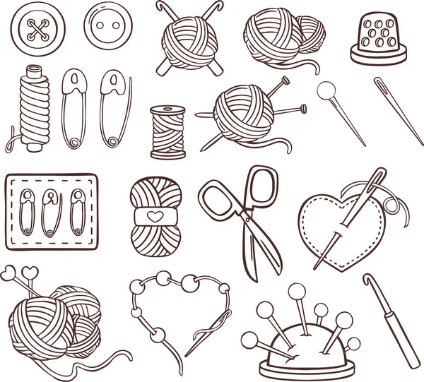Вязание швейных символов настраивает вектор иконок шитья — стоковый вектор