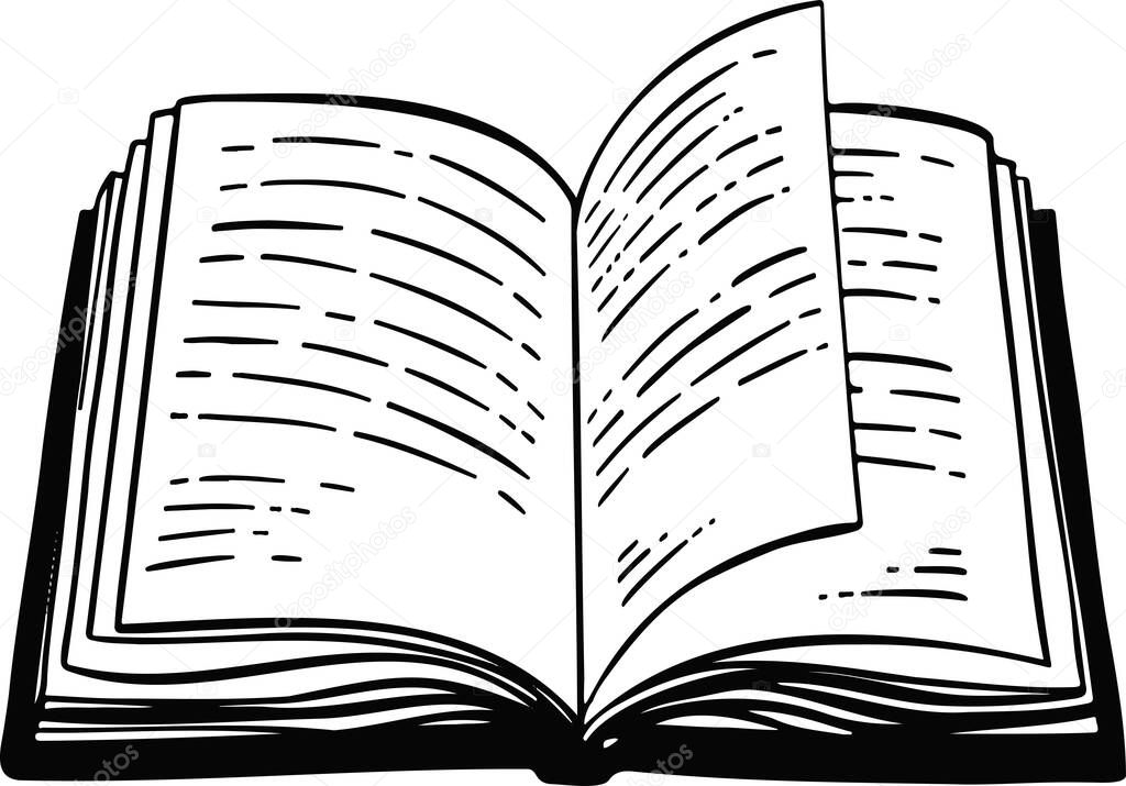 Open book for reading icon symbol hand drawn