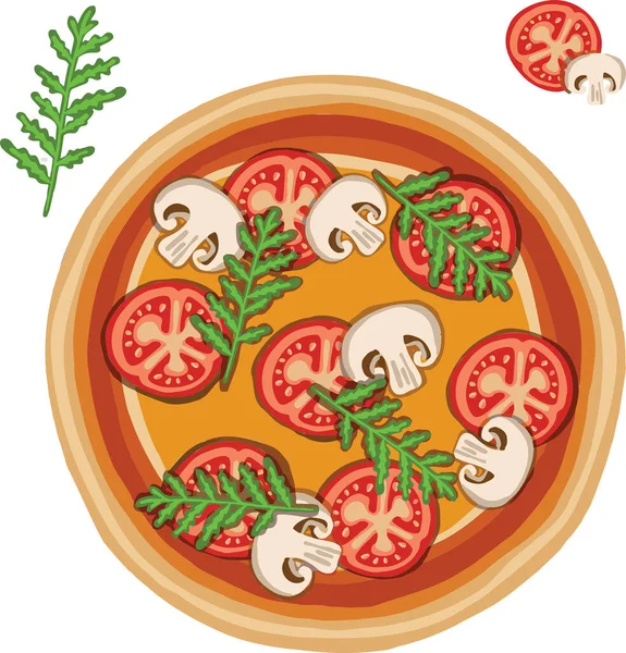 Pizza Disegnata Mano Sul Tagliere Illustrazione — Vettoriale Stock