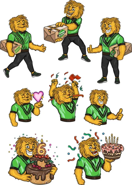 Emotions Emoticons Λιοντάρι Χαρά Διακοπές Χαρακτήρα Κινουμένων Σχεδίων — Διανυσματικό Αρχείο