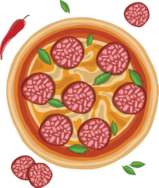 Pizza Dibujada Mano Tabla Cortar — Vector de stock