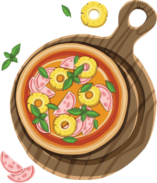  hand drawn pizza on cutting board illustration