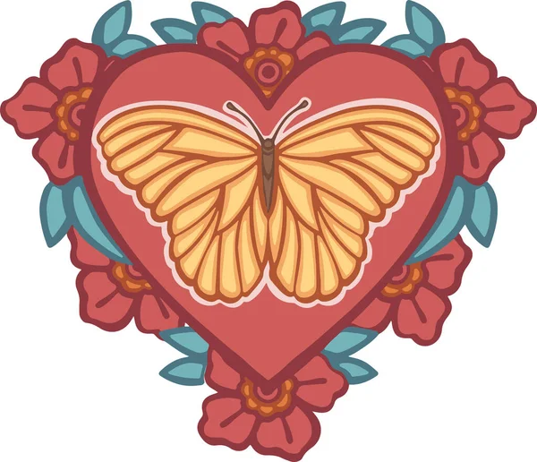 Beautiful Colored Ethnic Love Butterflies Hand Drawn — 스톡 벡터