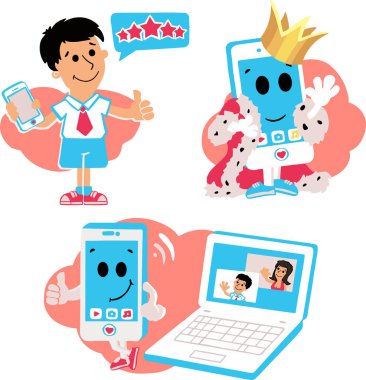 set of icons computer telephone communicationicon