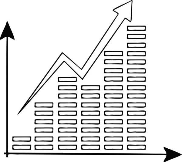 Gráfico Crescimento Ícone Desenhado Mão — Vetor de Stock