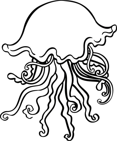 Лінія Морських Медуз Символ Векторна Рука Намальована — стоковий вектор