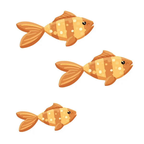 Küçük Altın Balık Sürüsü Çizilmiş — Stok Vektör