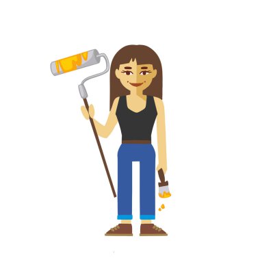 İnşaat işlerinin ustabaşı, el çizimi illüstrasyon.