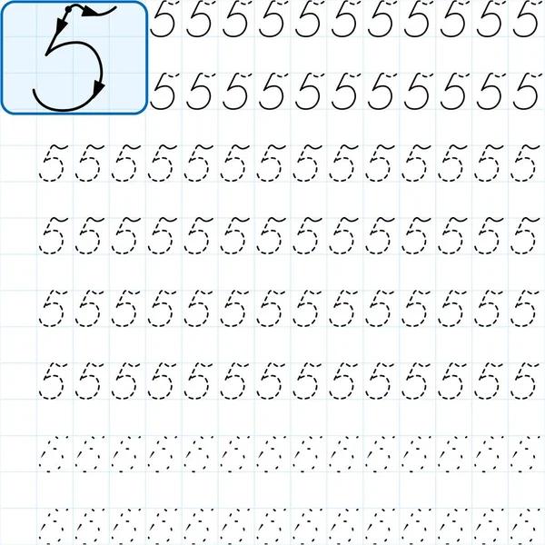 Apprendre Écrire Des Nombres Numéro — Image vectorielle