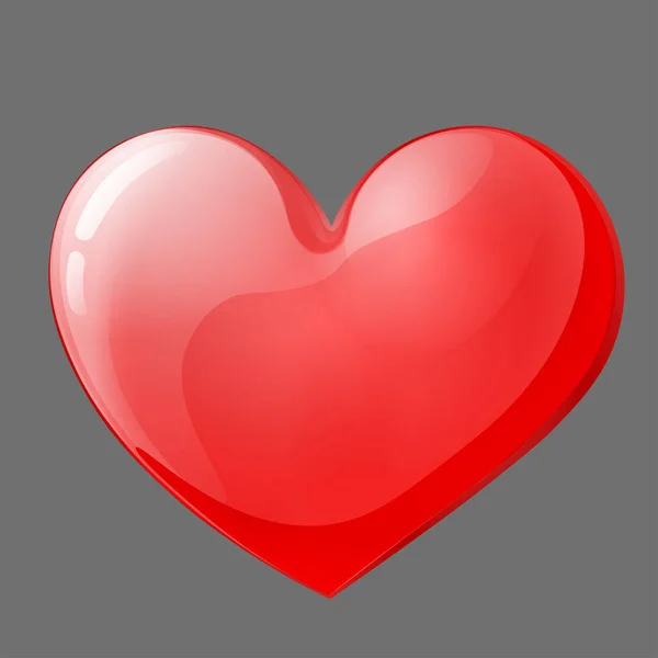 Duży Czerwony Walentynki Serce Izolowane Szarym Tle — Wektor stockowy