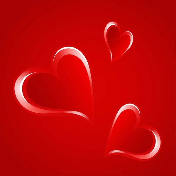 Rote Schöne Isolierte Valentinsherzen Auf Rotem Hintergrund — Stockvektor