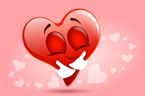 Słodkie Kreskówkowe Serce Kochaj Siebie Koncepcję Szczęśliwych Walentynek Wektor Karty — Wektor stockowy