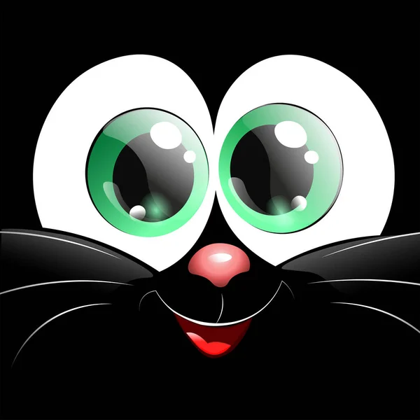 Симпатичная Черная Кошка Улыбкой Лице — стоковый вектор