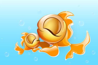 Küçük balık çocuğuyla balık anne, suyun altında sarılıyor. Anneler günü konsepti.