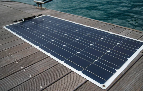 Flexible polycrystalline solar panel for yachts on the berth deck.