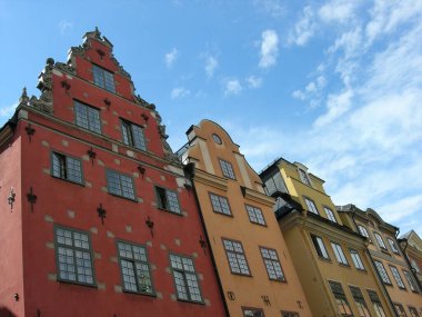 Stortorget, Stockholm, İsveç 'teki Renkli Evler
