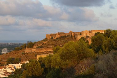 View of Old medieval walls of the Castle of Sagunto, Valencia, Spain