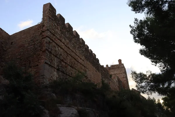 View of Old medieval walls of the Castle of Sagunto, Valencia, Spain