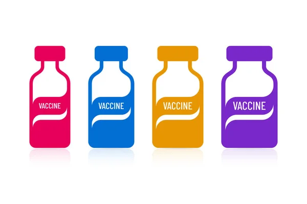 Various Colored Vaccine Vial Icons Medical Bottle Flat Icons Design — Stock Vector