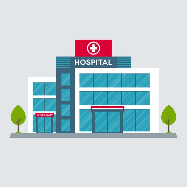 白い背景の医療センターフロントビュー 病院建築ベクトルデザイン — ストックベクタ