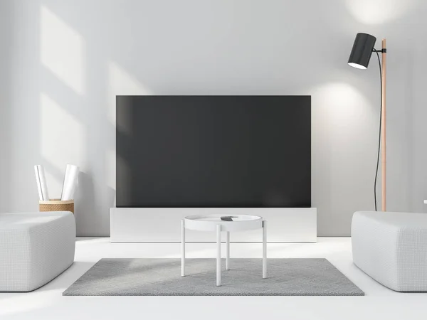 Grote Smart Mockup Staande Vloer Modern Interieur Met Lamp — Stockfoto