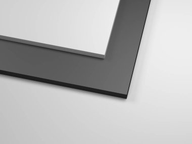 Siyah soyut köşeli beyaz arka plan, 3 boyutlu görüntüleme