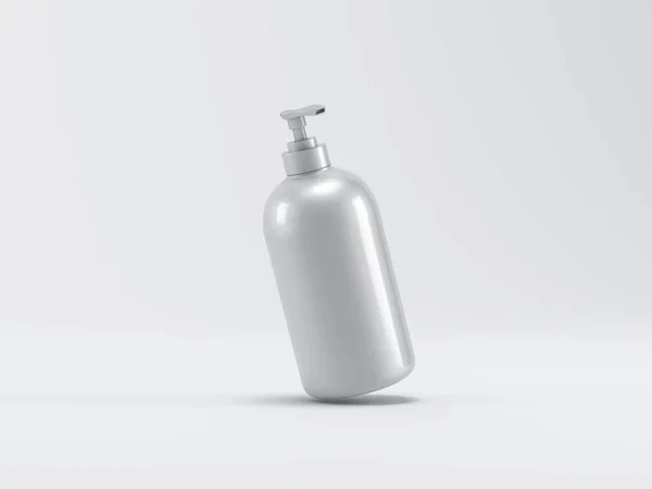 White Sanitizer Pump Bottle Mockup Soap Template Packaging Gray Background — Fotografia de Stock
