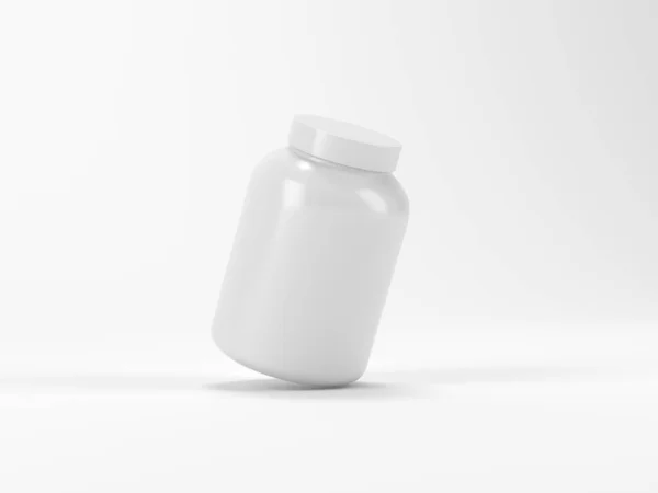 Large White Plastic Jar Mockup Screw Cap Packaging Template Isolated — 스톡 사진