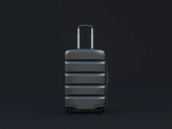 Black Metal Luggage Mockup Suitcase Dark Background Rendering — Zdjęcie stockowe