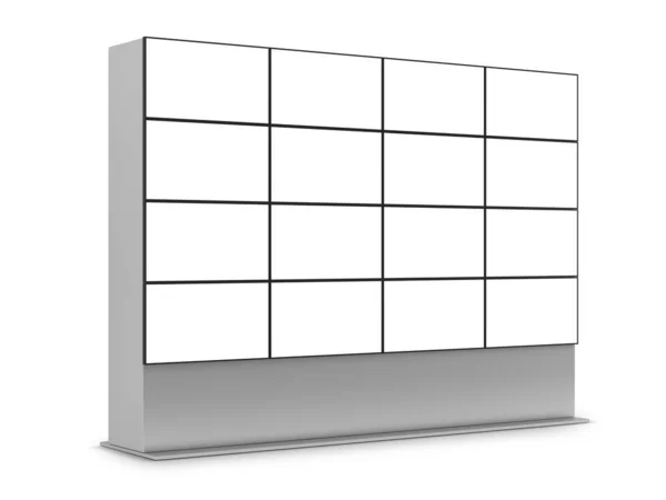 Screen Video Wall Mockup Panels Stand Isolated White Background Rendering — Photo