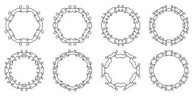 Çerçeve ve sınırlar. Düğün, tatil, logo ve tebrik kartı tasarımı için elementler. Eski şablonlar. Vektör illüstrasyonu.