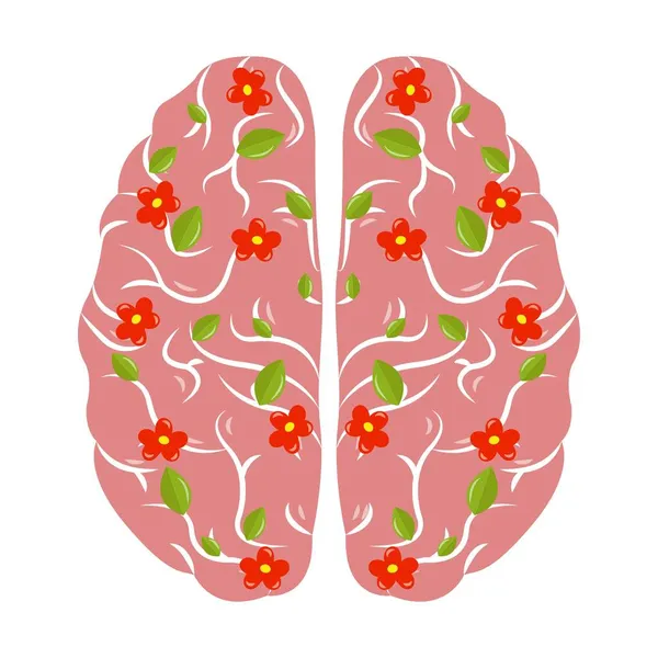 Santé Mentale Équilibre État Mental Sain Concept Cœur Cerveau Quotient — Image vectorielle