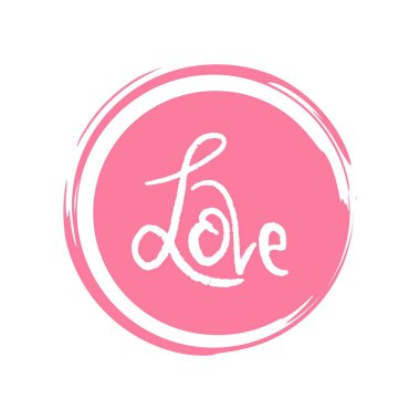 Valentines love day. Print design for pin, label, badge, sticker, greeting card, banner. Brush stroke Vector illustration