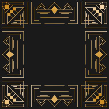 Dekorasyon tasarımı için sanat deco geometrik çerçeveli klasik soyut davet. Modern tasarım. Zarif bir dekorasyon. Soyut modern satır arkaplanı.