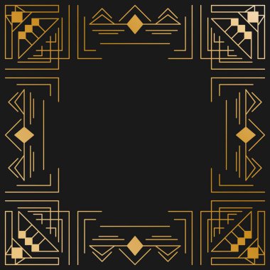 Dekorasyon tasarımı için sanat deco geometrik çerçeveli klasik soyut davet. Modern tasarım. Zarif bir dekorasyon. Soyut modern satır arkaplanı.