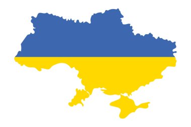 Ukrayna için dua et, Ukrayna 'yı destekle. Ukrayna bölgesi. Ukrayna bayrağı renginde mavi sarı rozet. Vektör illüstrasyonu.