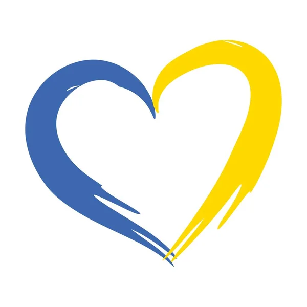 Hjärta Med Penseldrag Ukrainska Flaggfärger Emblem Ikon Ära Ukraina Vektorillustration — Stock vektor
