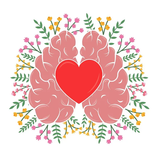Kalp Beyin Konsepti Duygusal Miktar Zeka Simge Logo Duygular Mantıklı — Stok Vektör