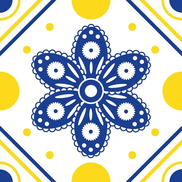 Adorno Mediterráneo Colores Azul Amarillo — Vector de stock
