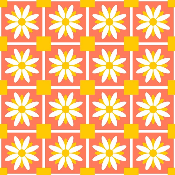 无缝隙的几何图案在斯堪的纳维亚风格与花卉和图形元素的时髦室内设计 矢量说明 — 图库矢量图片