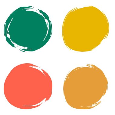 Çember fırça darbeleri, grunge vektör çerçeveleri. El yapımı tasarım, antika ve retro elementler. Logo şablonu, afiş. Soyut şekil. Vektör illüstrasyonu.