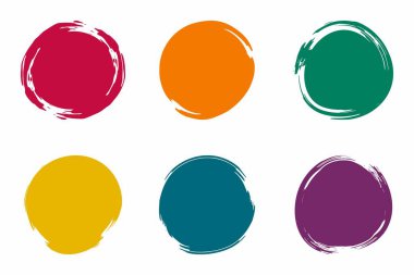 Çember fırça darbeleri, tasarım logosu, pankart için el çizimi çerçeve. Vektör illüstrasyonu beyaz arkaplanda izole edildi.