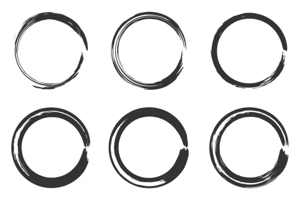 Cirkel Penseelstreek Met Hand Getekend Verfframe Voor Design Logo Banner — Stockvector